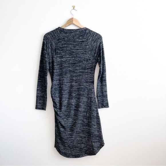 Banana Republic Sweater Knit Dress Black Marl Women's S Ruched Scoop Neck NWT - Picture 2 of 9